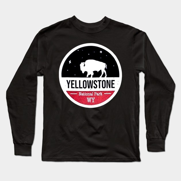 Vintage yellowstone national park Long Sleeve T-Shirt by Dariushu